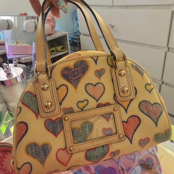 Dooney & Bourke Heart Print Tan Bag - Picture 3 of 6